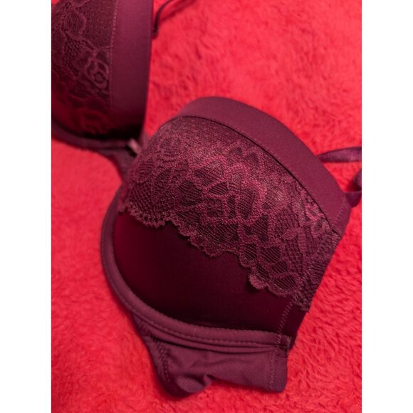 Maidenform Self Expressions Push Up Bra 36B Purple Lace Underwire Padded Demi - Picture 2 of 9